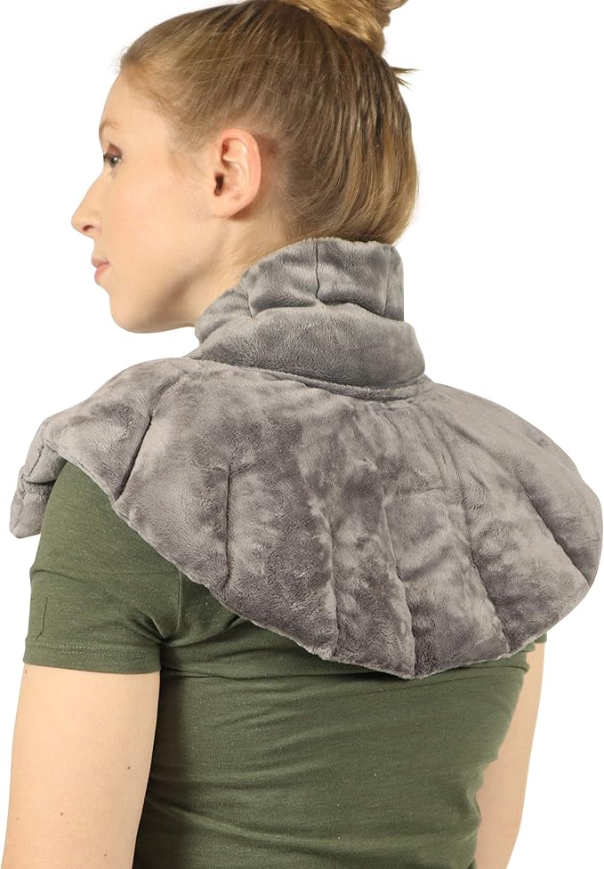 Mars Wellness Heated Microwaveable Neck and Shoulder Wrap - Herbal Hot/Cold Deep Penetrating Weighted Herbal Aromatherapy Shoulder and Neck Therapy Wrap - Made in The USA (Charcoal)