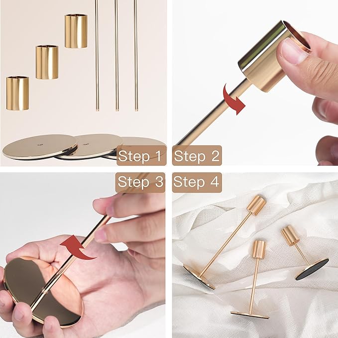 Gold Candlestick Holders - Bulk Decorative Metal Candelabra for Taper Candles - Fit 0.8 Inch Diameter - Gold Taper Candle Stands for Wedding Home Party Table Decor (Set of 18)