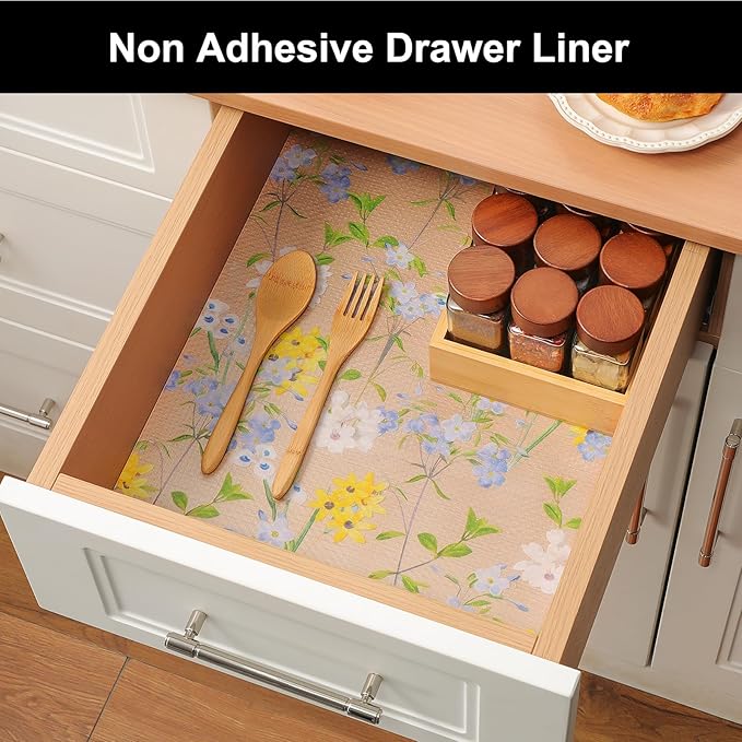 Cooyes Shelf Liner - Premium Non-Adhesive Cabinet & Drawer Liner for Kitchen - Waterproof Shelf Paper with Modern Pattern - Durable EVA Cabinet Mat - Easy to Cut (23.6" W x 360" L)