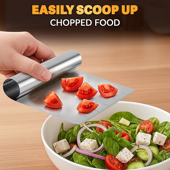Bench Scraper Kitchen – Multipurpose Pastry Scraper Tool with Measurement Marks for Even Portions, Stainless Steel Build, Ergonomic Grip for Better Control – Pizza, Cookie & Bread Dough Cutter Tool