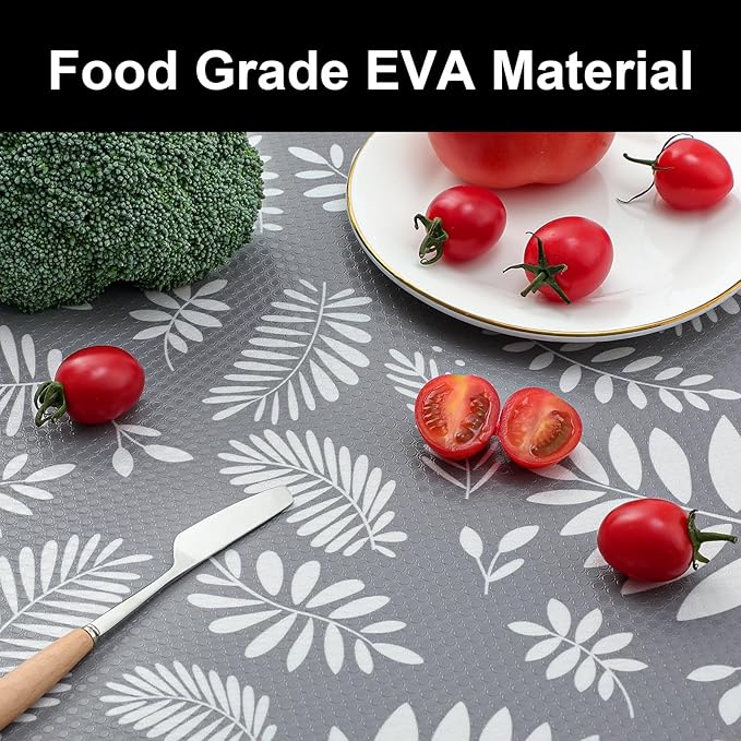Cooyes Shelf Liners for Kitchen Cabinets Waterproof & Oil-Proof Kitchen Cupboard Mats Non-Slip Drawer Mats EVA Material Non Adhesive Fridge Liner for Shelves（17.5" W x 360" L）
