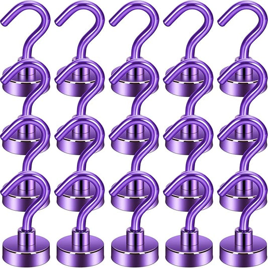 Neosmuk Magnetic Hooks, Cruise Ship Essentials, 30lb+ Heavy Duty Magnetic Hooks for Cruise Cabins, Refrigerator, Grill, Hanging, and Travel | Extra Strong Must-Haves Magnet Hook,Purple