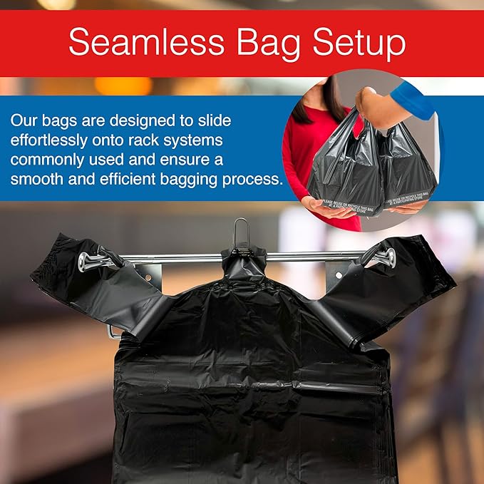 Reli. T-shirt Bags (300 Count) (Black) (11.5" x 6.5" x 21") - Black Plastic Bags (Plain) - Grocery, Shopping, Restaurants (Pack of 2)