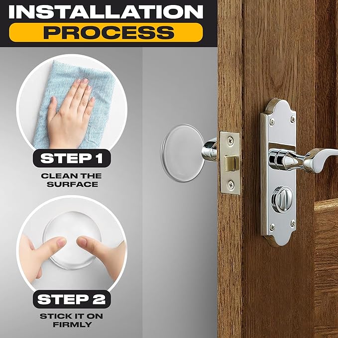 Strongest Door Stoppers for Wall 2" (4 Pack) - Self Adhesive & Discreet Home Door Knob Wall Protector - Quiet Door Bumper with Secure Adhesive -Rubber Door Stops -Shock Absorbent Door Handle Stopper