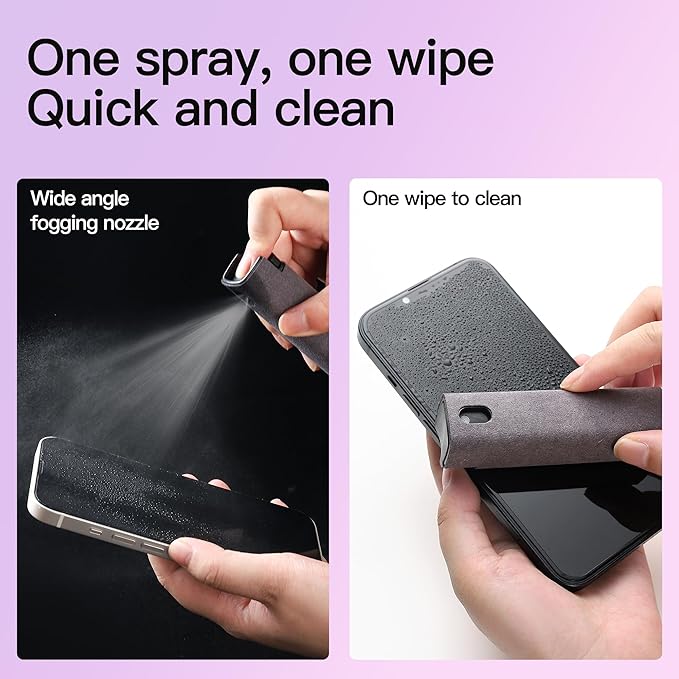 CUIUD Screen Cleaner Kit 4 Pcs, Two in One Screen Cleaner Spray and Wipe, Touchscreen Mist Cleaner Spray Bottle for Phone/Laptop/Tablet/TV/Monitor/Car Screens