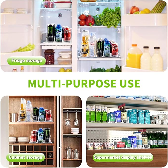 Drink Organizer for Fridge, Soda Can Dispenser for Refrigerator, Automatic Drink Dispenser for Fridge Holds up to 25 Cans, 5 Row (Pack of 2)