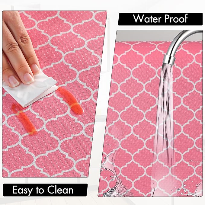 Cooyes Shelf Liner, Non-Adhesive Drawer and Cabinet Liner, EVA Washable Oil-Proof Shelf Paper for Kitchen Cabinets, Refrigerator, Storage, Desks with Modern Pattern