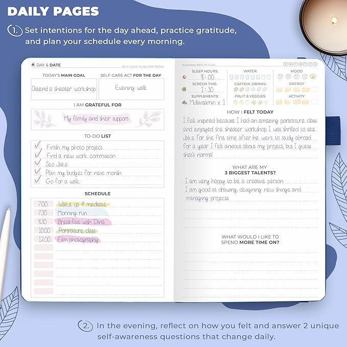 Clever Fox Self-Care Journal Pocket – Daily Reflection Notebook – Mental Health & Personal Development Planner, Meditation & Mood Log (Mystic Blue)