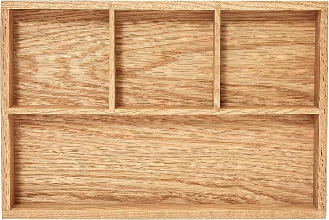 pandapark Wood Organizer Tray, Black Walnut, Desk & Drawer Storage Box (Oak Master-4)