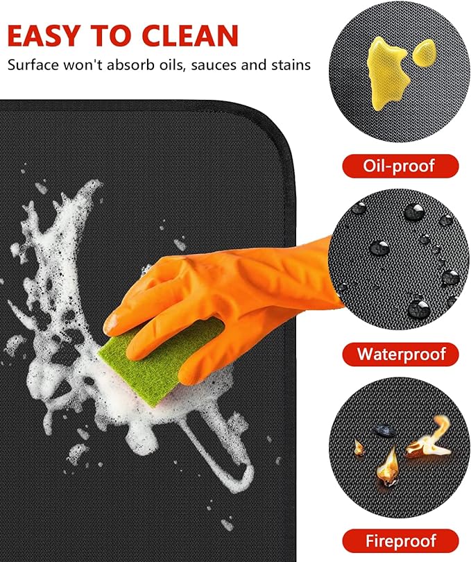 Protebox 75 x 40 inch Under Grill Mats for Outdoor Grill, Double-Sided Fireproof Deck and Patio Protector Mat, Waterproof Oil-Proof BBQ Floor Pad Indoor Fire Pit Fireplace Mat (0.9mm)