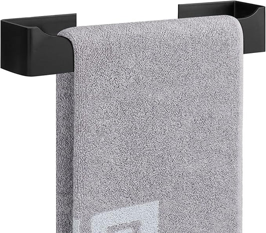 NearMoon Self Adhesive Hand Towel Holder/Towel Ring, Stainless Steel Hand Towel Bar Rustproof Stick on Wall-Towel Rack for Bathroom/Kitchen, Square Sticky and Wall Mounted (12 Inch, Matte Black)