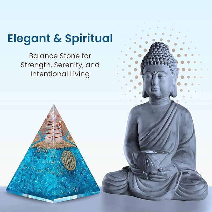 Orgone Aquamarine Pyramid – Handcrafted Healing Crystal for Positivity, Courage, Meditation, Yoga, Reiki & Chakra Balancing