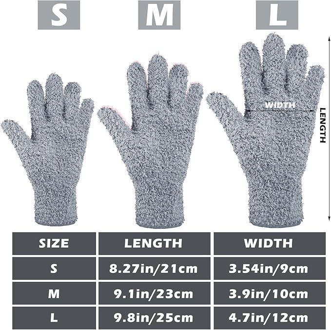Patelai 3 Pairs Microfiber Plant Dusting Gloves Leaf Cleaning Gloves for Indoor Plants, Blinds, Furniture, House (Medium, Dark Blue, Gray, Khaki)