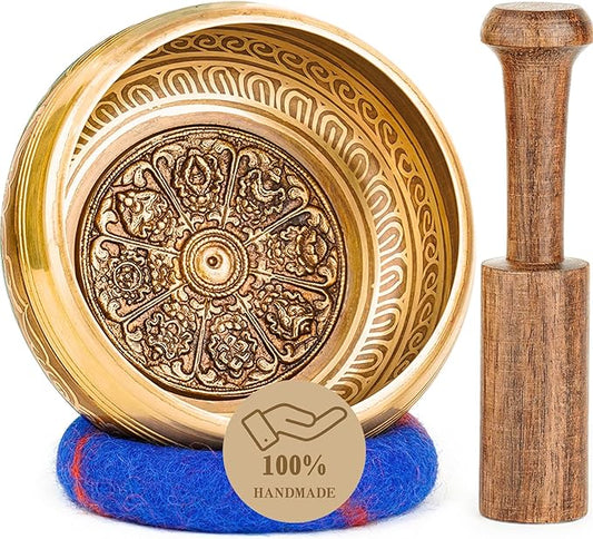 Tibetan Singing Bowls – Hand-Hammered in Nepal, Authentic Meditation Sound Bowls for Yoga, Chakra Healing, Mindfulness & Spiritual Self-Care Gifts for Women
