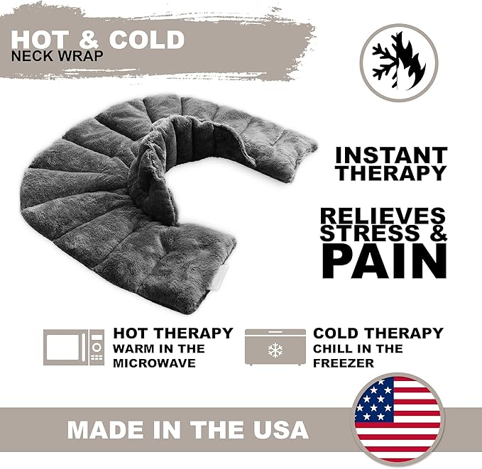 Mars Wellness Heated Microwaveable Neck and Shoulder Wrap - Herbal Hot/Cold Deep Penetrating Weighted Herbal Aromatherapy Shoulder and Neck Therapy Wrap - Made in The USA (Charcoal)