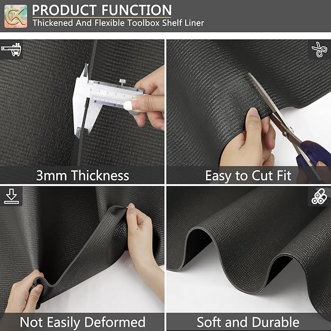 Foam Toolbox Liner Shelf Liner, Thickened Durable Pad Tool Box Mat for Protecting Your Tools, Work Surfaces, Garage, Chest (Black, 24 * 32)