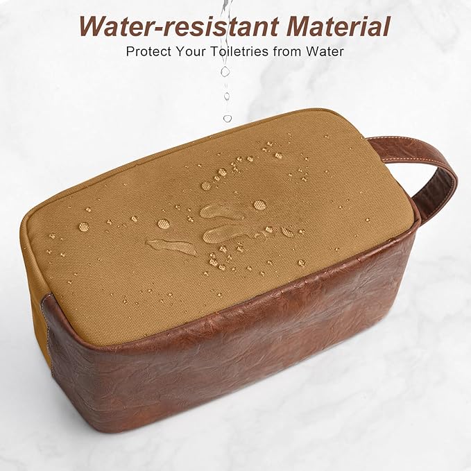 Ezday Travel Toiletry Bag for Men, Hanging Toiletry Organizer, Water Resistant Shaving Kit with Large Capacity for Travel Accessories (Brown, Medium)