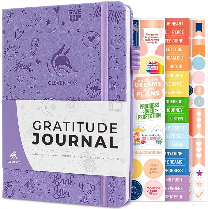 Clever Fox Gratitude Journal – Happiness, Positivity & Affirmation Daily Journal – Inspirational Daily Notebook – 3 Months, A5 (Lavender)