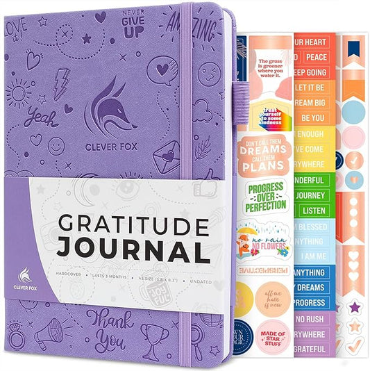 Clever Fox Gratitude Journal – Happiness, Positivity & Affirmation Daily Journal – Inspirational Daily Notebook – 3 Months, A5 (Lavender)