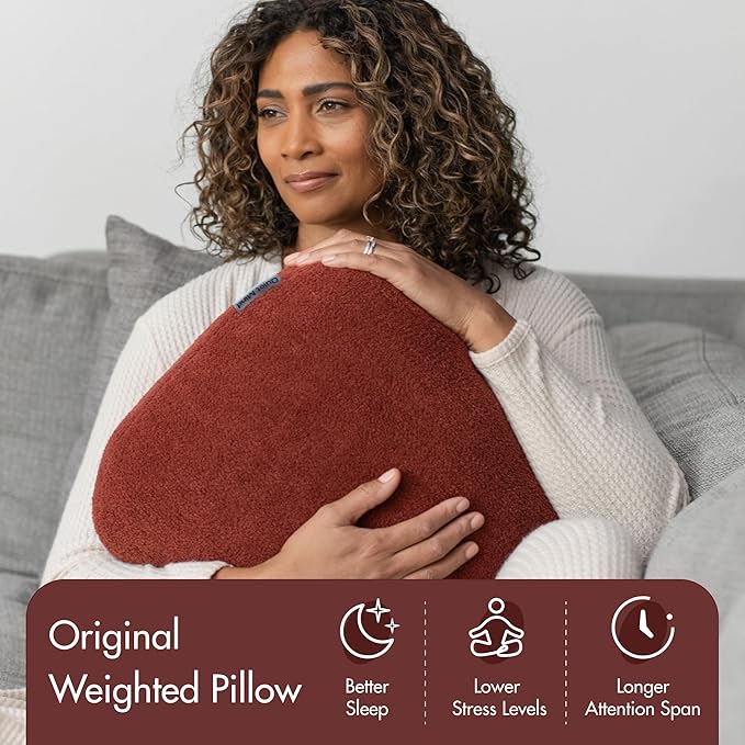 Quiet Mind Weighted Pillow for Adults 9 Lbs - Get Better Sleep - Sustainably Made and Chemical Free - Machine Washable (Medium, Chili Oil)