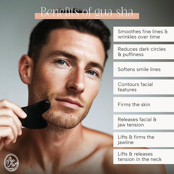 Mount Lai Obsidian Gua Sha Facial Tool – The Stone of Transformation – 100% Genuine Black Obsidian Stone Face Sculpting Tool for Lymphatic Drainage, Puffiness Reduction & Jaw Tension Relief