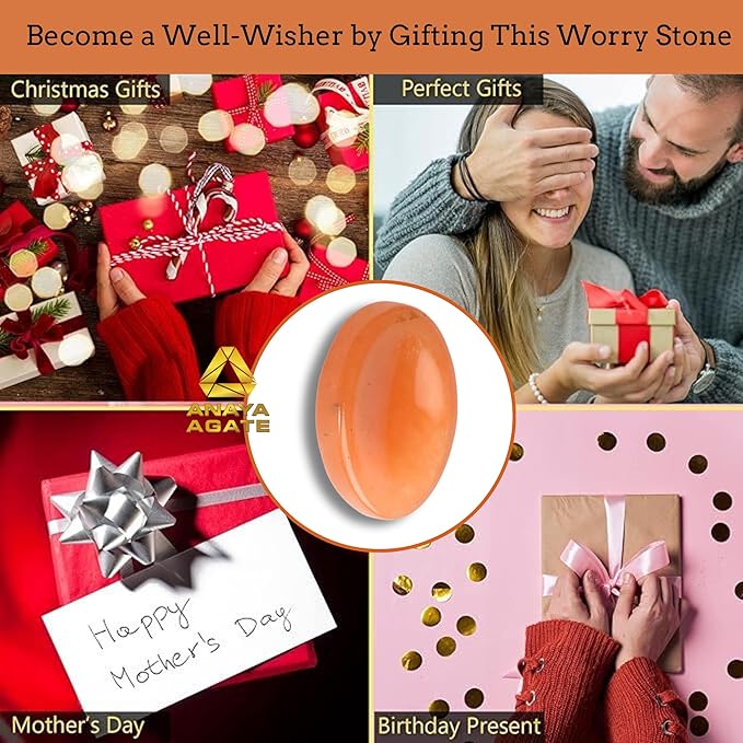 Red Aventurine Worry Stones – Crystal Thumb Worry Stone for Anxiety, Stress – Relaxing and Soothing Balance Stones for Meditation, Stress Relief – Healing Stones and Crystals for Men and Women