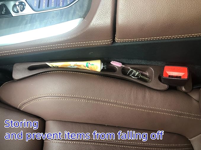 AxelNex Universal Car Seat Gap Filler, Storage Organizer for Vehicle Console Side Pockets (Brown)