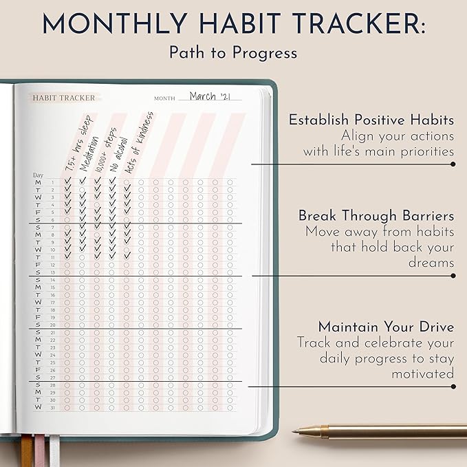 RYVE Daily Gratitude Journal for Women, 6-Month Guided Positivity & Wellness Journal with Prompts, Affirmations, Mindfulness, For Self-Reflection & Manifestation