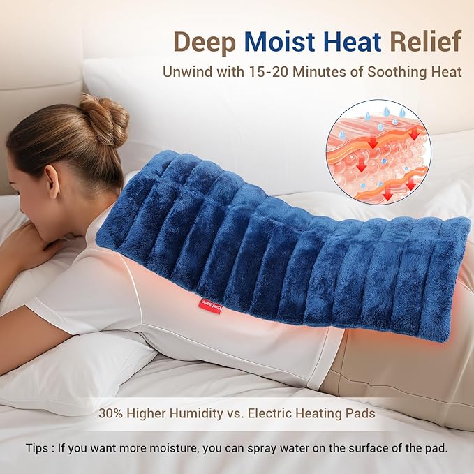 Comfytemp Large Microwave Heating Pad for Back, Neck Shoulders, FSA Eligible, 12"x22" 3.6 LB Microwavable Moist Heating Pads for Period Cramps, Warm Compress Relaxation Comfort Gifts for Women Elderly