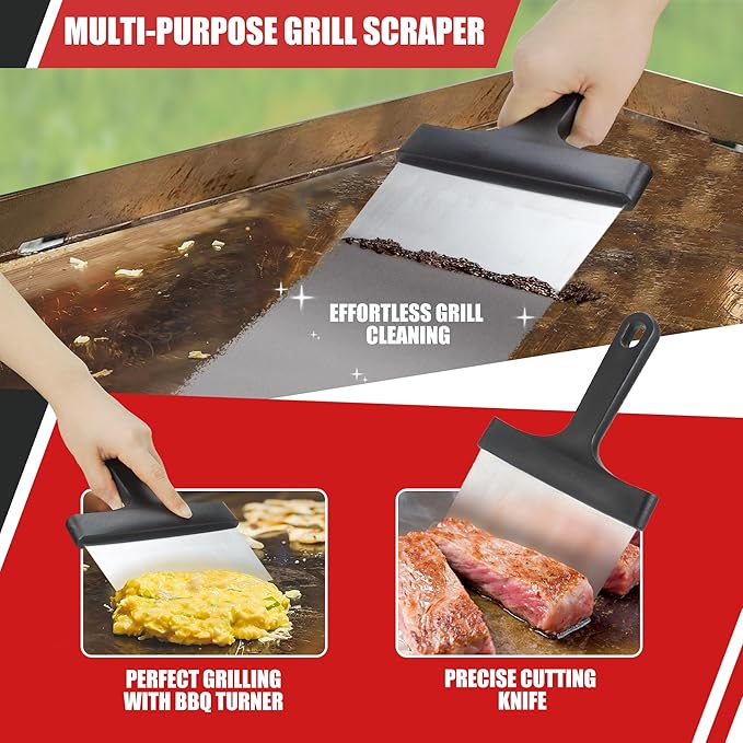 Upgraded Griddle Cleaning Kit for Blackstone, Flat Top Grill Cleaner Set with Grill Stone, Griddle Scraper, Scouring Pads and Handles, BBQ Accessories Tools Set for Deep Cleaning (19 PCS)