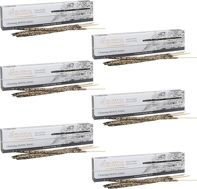 Tulasi White Sage Smudge Incense Sticks Pack – 48 Natural Smudge Sticks (6 Boxes x 8), Long Burning (55 Min), Aromatherapy, Spiritual Cleansing, Meditation, Air Purifying Incense, Thanks Giving