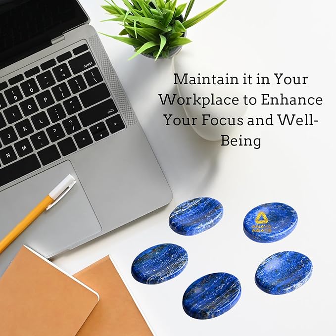 Lapis Lazuli Worry Stones – Crystal Thumb Worry Stone for Anguish, Stress – Relaxing and Soothing Balance Stones for Meditation, Stress Relief – Healing Stones and Crystals for Men and Women