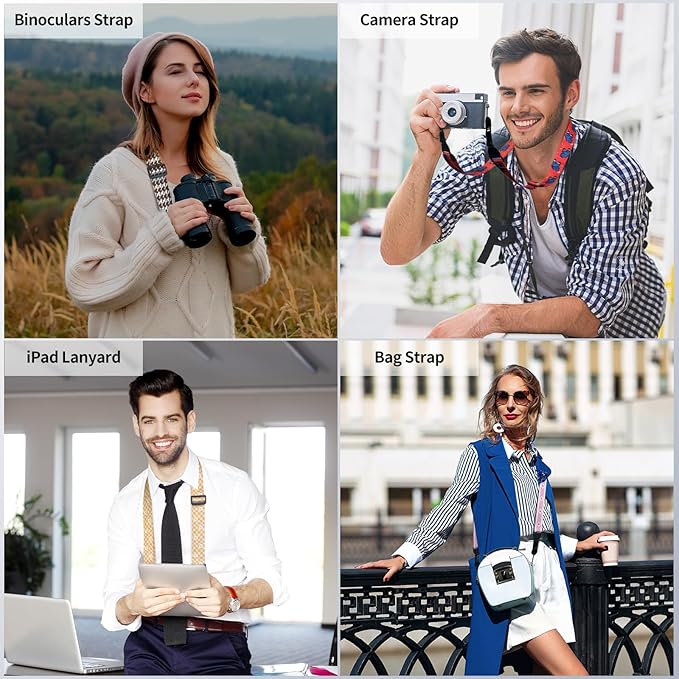 Checkerboard Daisy Shoulder Strap, Adjustable Camera Strap with 2 Sets of Quick-Release Buckles, Comfortable Neck Strap for iPad, Tablet, Camera, Laptop, Binocular, Luggage Bag