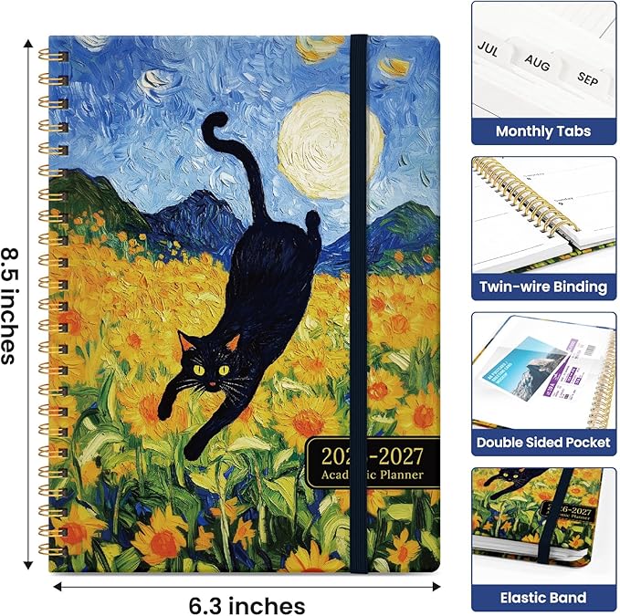 Planner 2026-2027, Academic Year Monthly and Weekly Calendar Planner, Jul 2026 - Jun 2027, Hardcover Teacher Student Planning Agenda book with Tabs, Perfect for School Office Supplies, 6.3" x 8.5" - Midnight Stroll