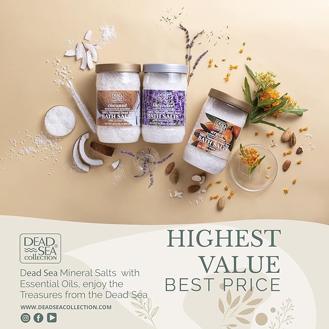 Dead Sea Collection Himalayan Bath Salts – Pure Dead Sea Minerals and Himalayan Pink Salt - Nourishing Soothing and Relaxing Skin and Muscle – 34.2 Oz