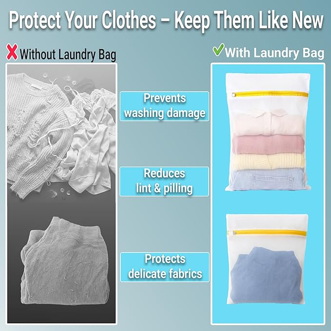 Mesh Laundry Bags for Delicates 16x20inch – 3 Pack Lingerie Bags for Washing Delicates, Fine Mesh with Sturdy Zipper, Protect Clothes in Washer & Dryer, Laundry Essentials for Home & Travel (Style 01)