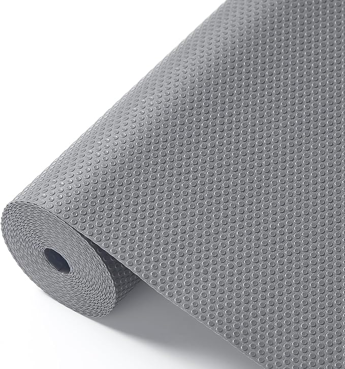ALIUNI 100% EVA Shelf Liner for Kitchen Cabinet, 18" x 120" Drawer Liners Non Adhesive Non Slip Waterproof Plastic Paper, Dresser Pantry Bathroom Refrigerator Protector, Grey