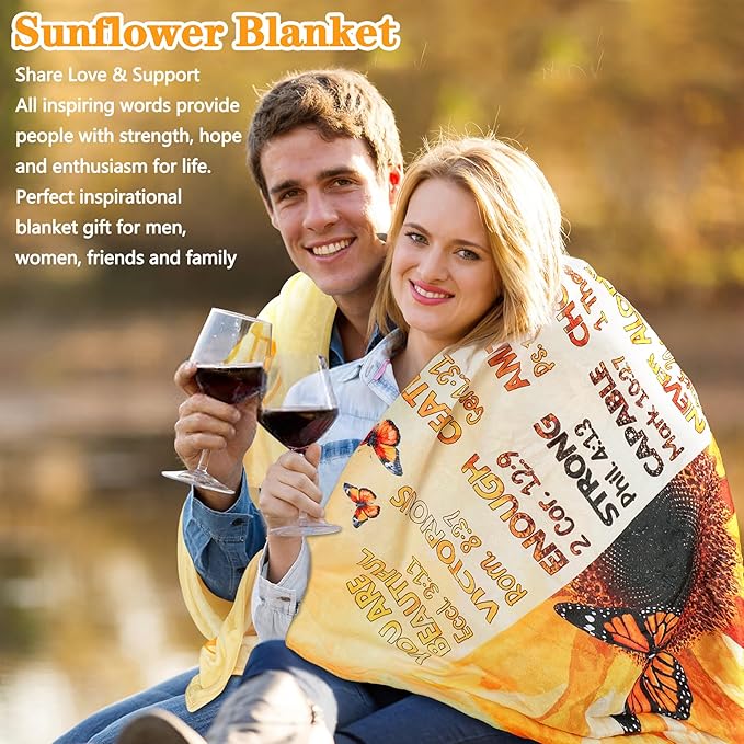 14PCS Sunflower Gifts Sending Sunshine Box, Self Care Gifts Get Well Soon Gifts Basket for Women, Relaxing Spa Gifts Care Package w/Blanket Mothers Day Gifts for Mom Wife, Girlfriend, Sister, Her