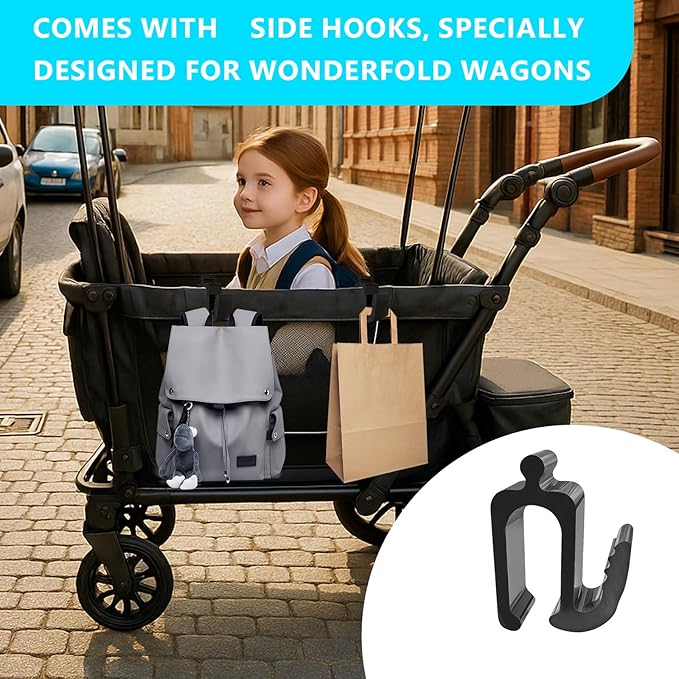 Wonderfold Wagon Accessories, Upgraded Multifunctional Side Hooks for Wonderfold Wagon W4 - Durable, Space-Saving Travel Organizer with Sturdy Design (2, Upgraded)