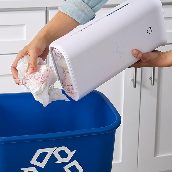 YouCopia StoraBag Space-Saving Plastic Bag Dispenser, Organizer for Kitchen Cabinet or Pantry Storage, One-Size, Speckled White