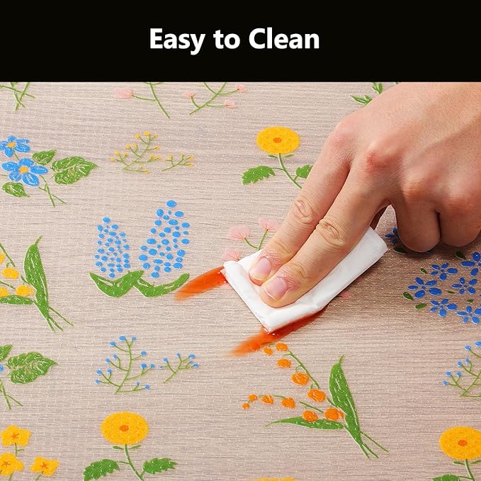INNOLITES Shelf Liners for Kitchen Cabinets Non-Adhesive Drawer Liner with Floral, Waterproof Durable Easy to Clean, for Refrigerator, Shelves (Colorful Floral, 23.6" x 360")