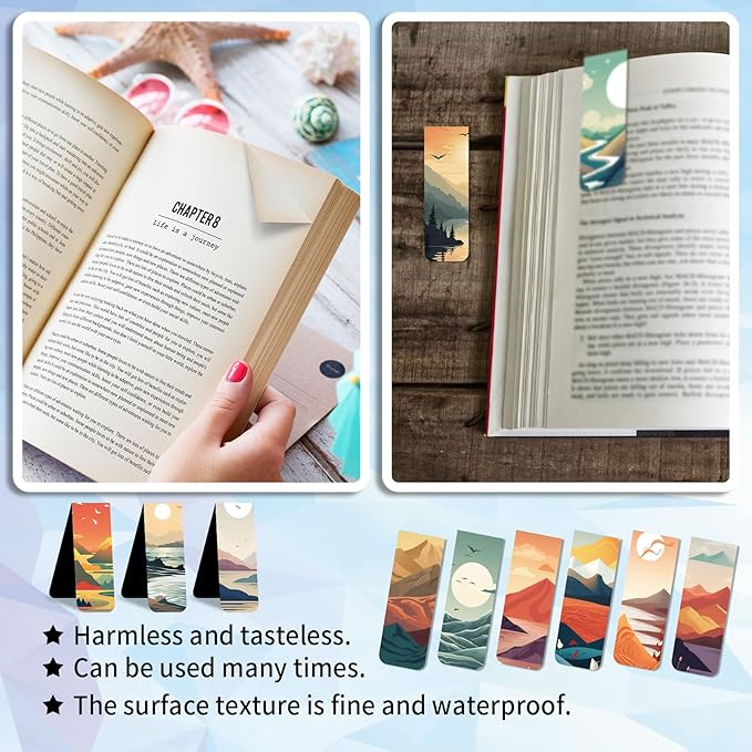 96 Pieces Magnetic Bookmarks Magnet Page Markers - Book Marks for Reading Women & Men with Storage Boxes - Cute Magnet Bookmark Clips for Reading Pleasure（Landscape）
