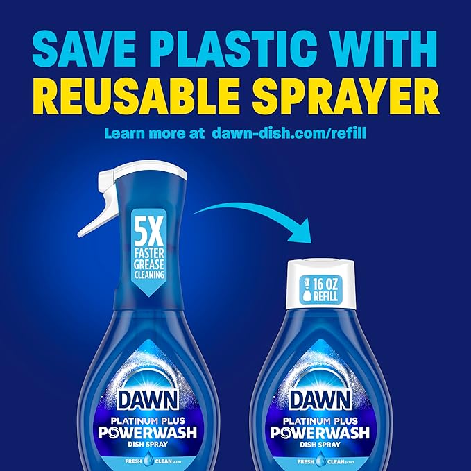 Dawn Powerwash Fresh Dish Spray, Liquid Dish Soap, Dish Soap Refill, Dish Detergent Liquid, 2 Refills, 2x21.5 Fl Oz