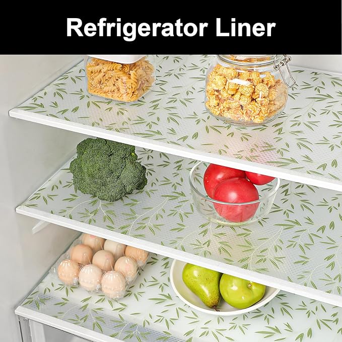 CooyesFridge Liners Shelf Liner for Kitchen Cabinets Refrigerator Liners Waterproof & Oil-Proof Kitchen Cupboard Liner Non Adhesive Drawer Mats EVA Material for Shelves (11.8" W x 360" L)