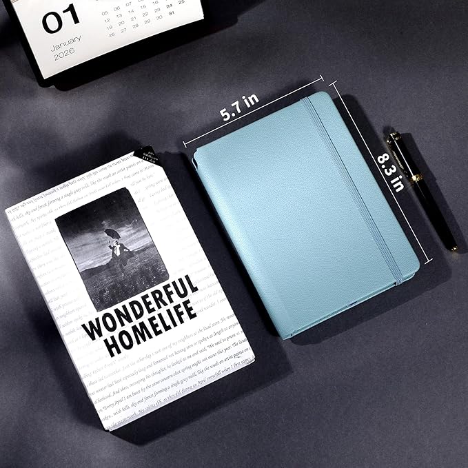 CAGIE Textured Hardcover Lined Journal for Women and Men, A5 Leather Journal Notebook with 256 Pages, 100GSM Paper – College Ruled Journaling Notebook for Writing, Work, School, Daily Diary