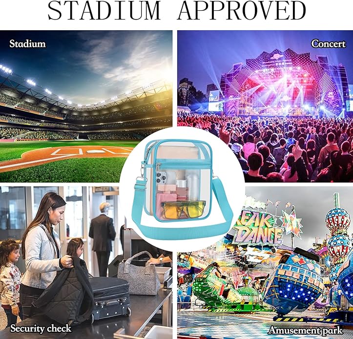 USPECLARE Clear Purse Stadium Transparent Messenger Bag Stadium Approved for Men and Women Clear CrossBody Bag