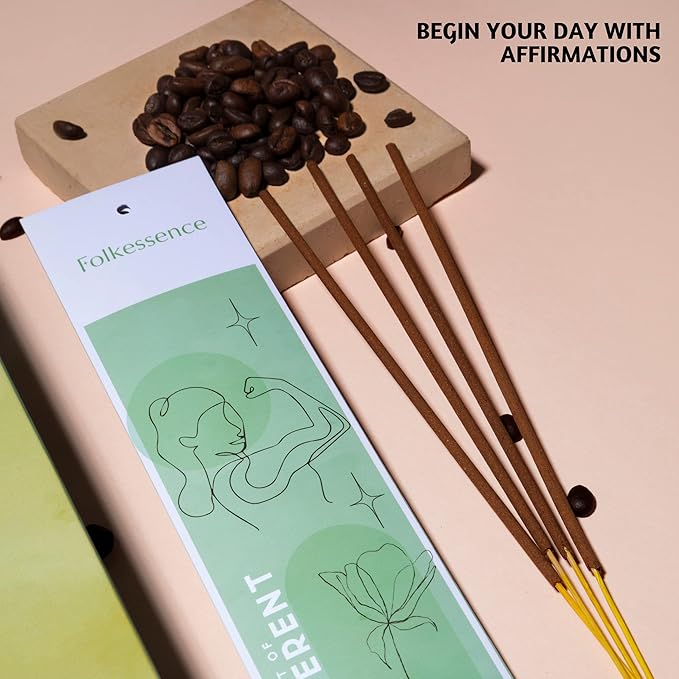 Folkulture Incense Sticks | Set of 6 (120 Non Toxic Insence-Sticks) for Manifesting with 45 Mins Burn Time | Frankincense, Coffee, Aqua Breeze, Mint and Basil, Lavender, Organic Inscents-Sticks