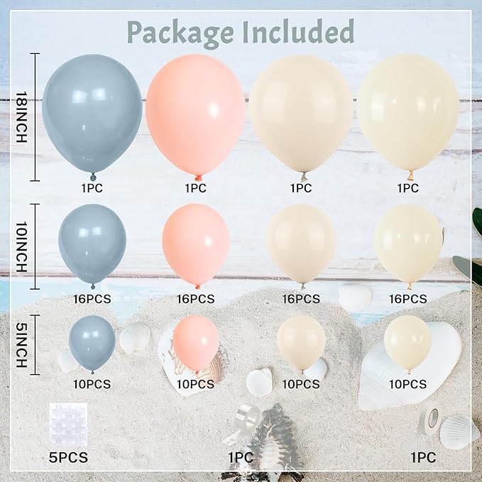 Gender Reveal Balloon Arch Kit 115Pcs Dusty Blue Blush Balloons Garland Boho Retro Peach Cream Orange Ivory White Sand Birthday Party Balloons for Boys or Girls Baptism Baby Bridal Shower Decorations
