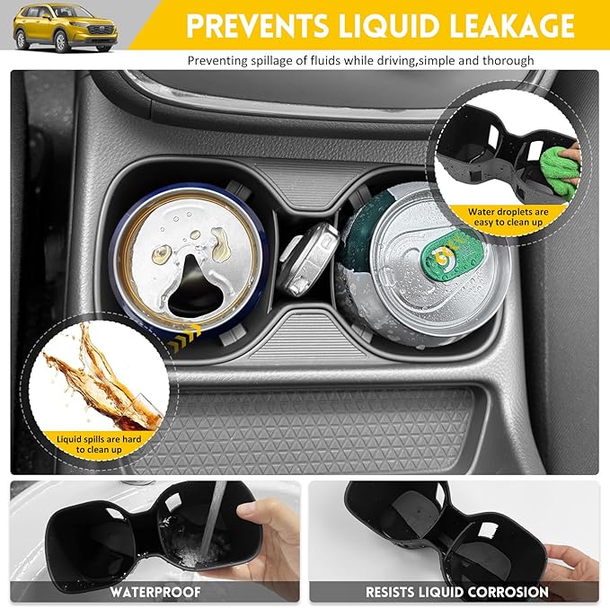 Cup Holder for 2023-2025 Honda CRV Center Console Cup Holder Insert TPE Cupholder Coaster Liner for 2023 2024 2025 CR-V Interior Accessories Black