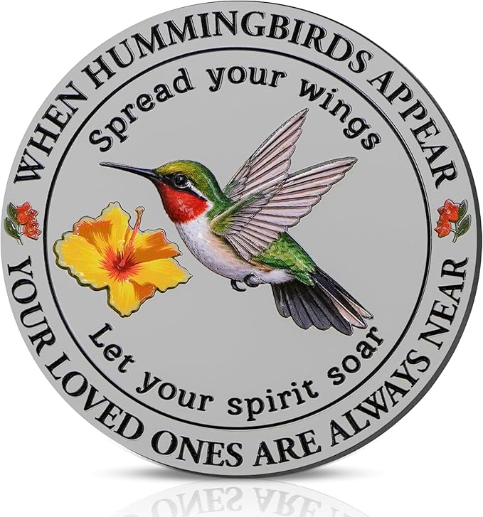 FLAGWIX Sympathy Gifts for Loss of Loved One - Hummingbird Metal Car Visor Clip 3 in - Christmas Memorial Gifts for Loss of Husband Mom Son, Bereavement Gift, Sun Visor Clip Car Accessories